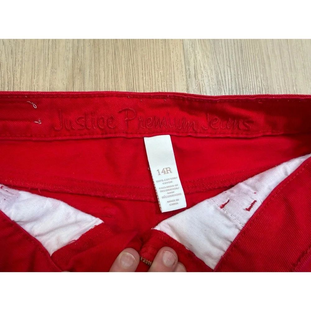 2x Justice Premium Cutoff Jean‎ Shorts Red and Blue size 14R